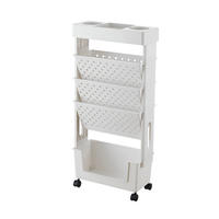 Étagère de rangement roulante en plastique, organisateur mobile à 5 niveaux, sans perçage, chariot de rangement au sol pour papeterie et livres