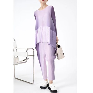 Conjunto de dos piezas plisado para <span class=keywords><strong>mujer</strong></span>, camisa informal, pantalones de pierna ancha y cintura alta, traje elegante de <span class=keywords><strong>oficina</strong></span>, <span class=keywords><strong>2022</strong></span> - Product Image 6