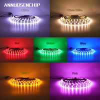 5M/Roll DC 12V Flex LED Strip 5050 SMD 60 LEDs/M Hitam/Putih FPC Warna Tunggal RGB RGBW WW Light Bar untuk Dekorasi Latar Belakang TV