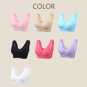 Black nude color women comfortable knitted fabric plus size underwear front cross adjustable sport bra