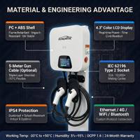 EONDRIVE Chargeur rapide AC mural OCPP1.6 pour véhicules électriques 2*7KW 14KW 2*22KW 44KW Type1 Type2 NACS Station de charge double pistolet IP54