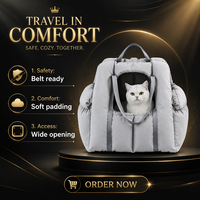 Sac de transport 2-en-1 pour animaux de compagnie, siège auto en tissu doux, sac de voyage réglable pour chat avec bouton-pression pour petits animaux