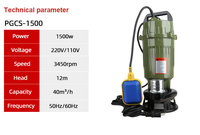 Pompe submersible à boîtier en aluminium 220V/110V 50Hz/60Hz, haute pression, grand débit, tuyau de refoulement de 2 pouces, 15 GPM pour l'agriculture