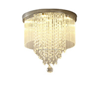 Lustre rond moderne en cristal, en acier inoxydable poli, luminaire de plafond en verre pour chambre à coucher, salon, hôtel, villa