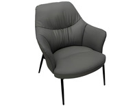 Fauteuil d'appoint moderne en similicuir avec pieds en métal noir, fauteuil de loisirs rembourré pour salon, mobilier de maison