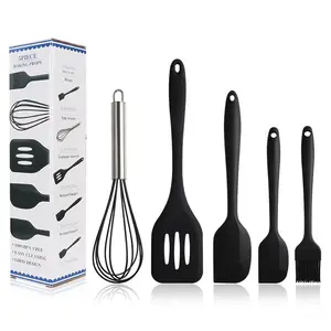 Venta al por mayor de fábrica, juego de utensilios de silicona de 5 piezas, accesorios de cocina para cocinar, utensilios de cocina