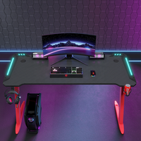 Table de jeu pliable industrielle convertible avec pieds en acier, inclinaison réglable, canaux de câblage, surface en bois