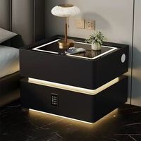 Table de Chevet d'Angle de Luxe à 2 Tiroirs, Meuble de Maison en Bois Moderne avec LED Intégrée, Tables de Nuit Intelligentes pour Chambre à Coucher (Vente en Gros)