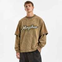 T-shirts à manches longues à double couche en coton 100% pour hommes avec logo personnalisé, impression de haute qualité, streetwear vintage, t-shirts délavés à l'acide