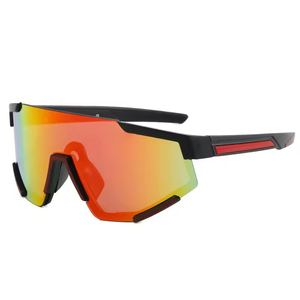 Occhiali da Sole Sportivi Oversize per Ciclismo, Montatura Bianca e <span class=keywords><strong>Rossa</strong></span>, Grandi Lenti Antivento, Occhiali da Sole di Marca di Lusso per Uomo - Product Image 3