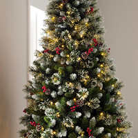 Arbre de Noël en plastique pré-éclairé à LED, ignifuge, inodore, écologique, personnalisable avec une étiquette privée, aspect réaliste, certifié BSCI