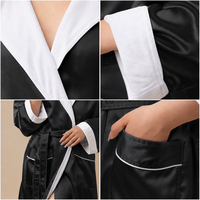 Peignoir unisexe à capuche en tissu gaufré double épaisseur noir, léger et épais, pour les centres de villégiature et la maison, avec ceinture, pour femmes