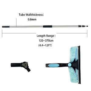 Brosse <span class=keywords><strong>de</strong></span> nettoyage WC rotative double face en métal écologique avec manche en aluminium et poils éponge, grattoir pour vitres - Product Image 2