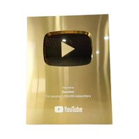 Botón de Aluminio para YouTube con Gráficos Impresos UV, Trofeos Metálicos, Excelente Reconocimiento y Aprobación, Venta al Por Mayor