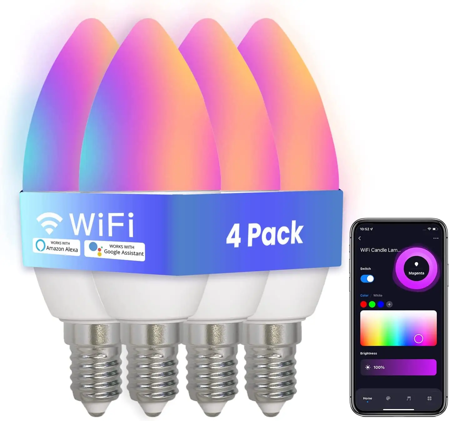 Voice Tuya APP Control Alex Google Home 5W 5 Watt G45 C37 Candle Decor Colorful Dimming Wifi Smart RGB E12 E14 Led Lamp Bulb