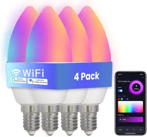 Voice Tuya APP-Steuerung Alex Google Home 5 W 5 Watt G45 C37 Kerzen dekor Buntes Dimmen Wifi Smart RGB E12 E14 LED-Lampe