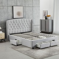 Ensemble de lit capitonné de luxe au design moderne, avec tiroirs de rangement, pour lits King-Size et Queen-Size, mobilier de chambre à coucher, cadre en bois rembourré