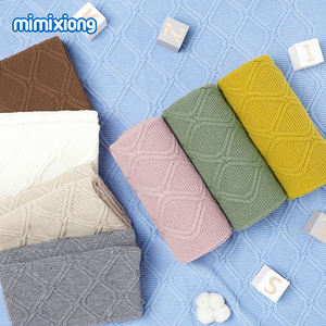 Mimixiong-Manta de punto supersuave para bebé recién nacido, manta con patrón de diamantes de color sólido, manta para bebé - Product Image 2