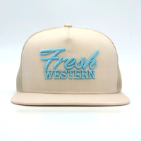 Casquettes de sport en maille à 5 panneaux avec logo en caoutchouc personnalisé de haute qualité en gros