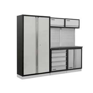 FERVI - A008T Meuble d'atelier modulaire avec plan de travail en acier inoxydable 2275x498x2000mm - EAN 8012667371869 WORKSHOP STORAGE - Product Image 1