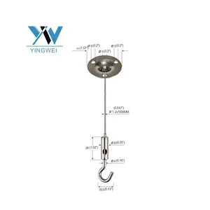 Adjustable Suspension Led Lights Hanging Wire Exhibition Art System,Stainless Steel Wire Cable,Ceiling Hook