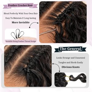 Extensions de cheveux naturels humains Kinky Straight Crochet Feathers 50g sans trame pour tresses bohèmes, <span class=keywords><strong>noir</strong></span> naturel, 10 à 24 pouces, en paquet - Product Image 5