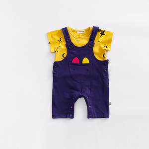 Marché de gros de vêtements vêtements d'été ceinture formelle Denim pantalon barboteuses pour bébés - Product Image 4