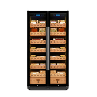 Humidor de Luxe Grand Format pour Cigares, Armoire Réfrigérée Moderne à Compresseur, Humidificateur Double Zone Contrôlé par Application, Capacité 800L, Usage Domestique