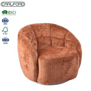 Fauteuil de bureau moderne CARLFORD <span class=keywords><strong>en</strong></span> tissu <span class=keywords><strong>orange</strong></span> avec accoudoirs, chaise <span class=keywords><strong>d</strong></span>'appoint à dossier moyen et pieds <span class=keywords><strong>en</strong></span> bois pour salle à manger, loisirs et salon - Product Image 3