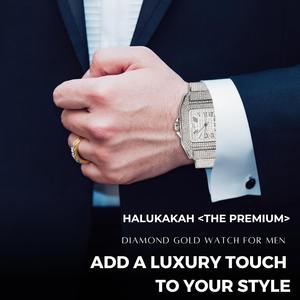 Reloj con Diamantes Moissanite - Chapado en Oro/Platino Blanco de Lujo, Esfera Cuadrada con Números Romanos y Calendario - Product Image 3