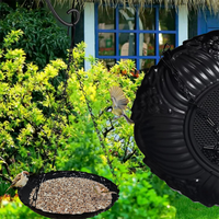 Mangeoire à oiseaux d'extérieur JH-Mech, design à plateau ouvert rond, suspension à trois chaînes pour plus de stabilité, large ouverture pour l'alimentation de plusieurs oiseaux