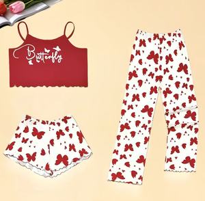 <span class=keywords><strong>Pigiama</strong></span> da <span class=keywords><strong>Donna</strong></span> a Tre Pezzi a Prezzo di Fabbrica, Set con Canottiere, Pantaloncini e Pantaloni Lunghi, Abbigliamento da Notte <span class=keywords><strong>Sexy</strong></span> Estivo con Stampe Cartoon - Product Image 5