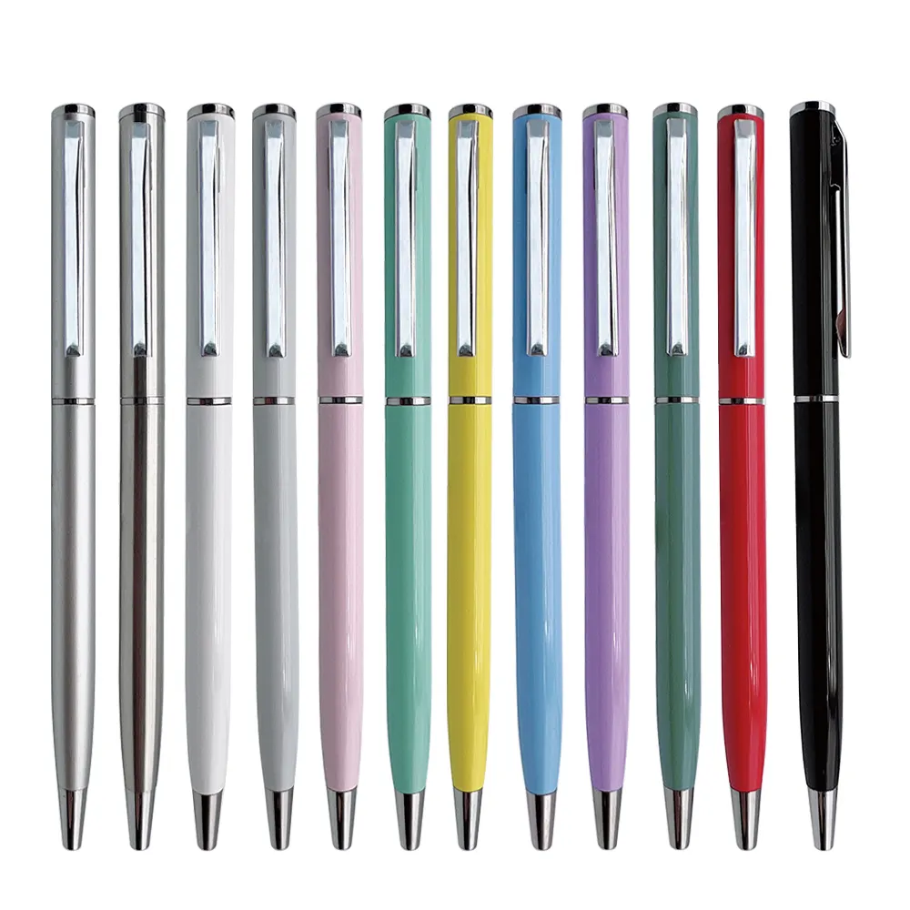 Hot sell hotel twist metal ballpoint pen 12 colors free laser engraving logo