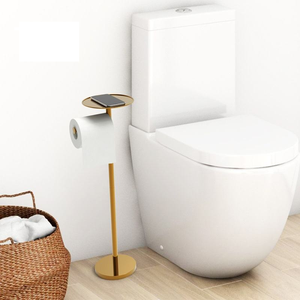 Wholesale <b>Bathroom</b> Paper Roll Holder Freestanding Toilet Stand with <b>Shelf</b> for Phones <b>Small</b> Objects - Product Image 1