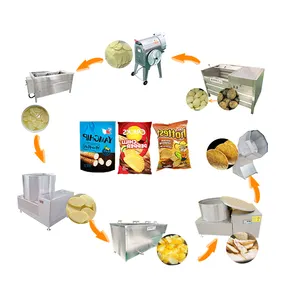 Extruded Frying Potato Chips Production Line Potato Chips Fried Production Line Small Scale Potato Chips Processing Plant
