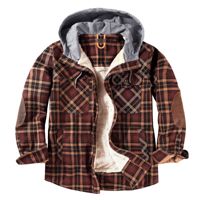 Automne et hiver nouveau pardessus à carreaux pour hommes et veste épaisse en coton rembourré imprimé à carreaux veste à capuche ample