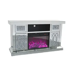 China Famous Furniture Supplier Wholesale Cheap Fireplace Broken Diamond Style Sparkling Fireplace Decoration Living Room