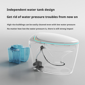 Bidet électronique intelligent en forme de toilette avec siège chauffant, séchage à l'air, fixation au sol, design moderne, fonctionnement automatique, télécommande, siphon en S - Product Image 2