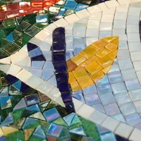 Nouvelle Mosaïque Murale en Verre Découpée à la Main Motif Dauphin et Poisson, Art Mural Océanique pour Salon, Hôtel, Salle de Bain, Piscine
