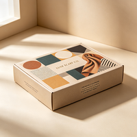 Boîte cadeau personnalisée en kraft style Mid-Century Modern, emballage recyclable de créateur pour cadeaux de luxe et vêtements, échantillon de conception gratuit en 72h