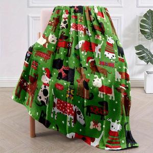 Christmas Christmas Tree Santa Reindeer Flannel <b>Blanket</b> Throw <b>Blanket</b> Nap <b>Blanket</b> Party Decor Xmas Gift Machine Washable - Product Image 3