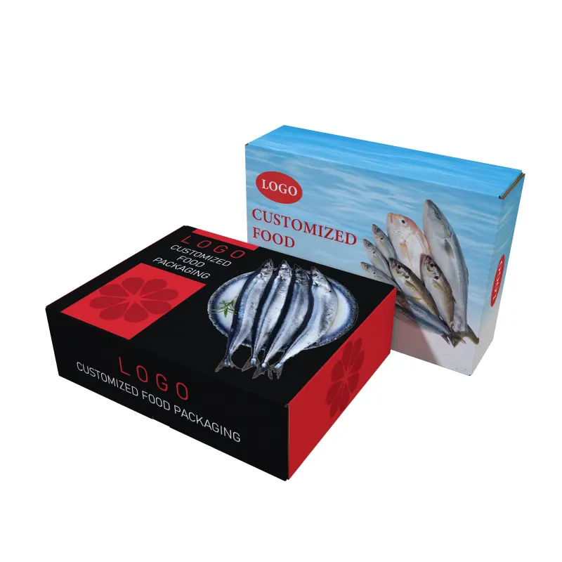 カスタムカートンシーフードボックス冷凍エビ魚ボックス冷凍食品ボックス包装