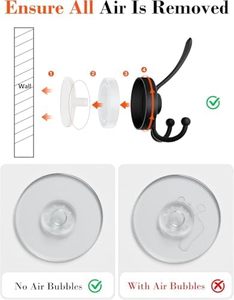 2 gói màu đen nhiệm vụ nặng nề hút cốc móc tắm không có khoan khăn móc hút chân không điện phòng tắm tường nhà bếp kính gương móc - Product Image 3