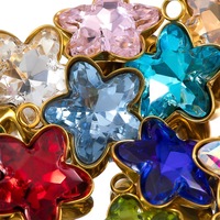P149 Penjualan Terbaru Liontin Bintang Warna-warni Lapis Emas 18K Bahan Stainless Steel dengan Tatahan Kristal untuk Pembuatan Perhiasan DIY Grosir