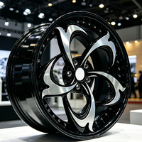 Velg Alloy Forged Dua Bagian 21 Inch 5x112 5x114.3 5x120 5x130 6061-T6 Hitam Mesin untuk BMW Bezn Audi Porsche