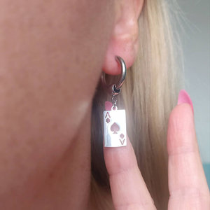 Orecchini a Cerchio Ouj in Acciaio Inossidabile Placcato <span class=keywords><strong>Oro</strong></span> con <span class=keywords><strong>Asso</strong></span> di Picche, Stile Vintage, per Uomo e Donna - Product Image 3