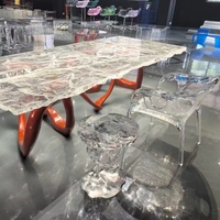 Haut de gamme platine cristal acrylique ruban volant Table à thé meubles de salle à manger de luxe maison hôtel conférence époxy Table à manger