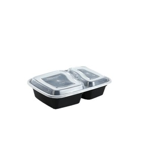 Two Compartment Disposable Lunch Box Plastic Divider Takeout Container With Lid <b>Microwave</b> Safe Eco Friendly Food <b>Storage</b> - Product Image 3