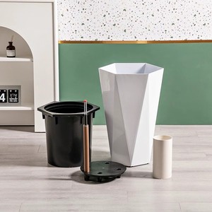 Bán Hàng Trực Tiếp Nhà Sản Xuất Hiện Đại Đơn Giản Lớn Sàn Đứng Nhựa Chậu Hoa Cao Xi Lanh Hình Dạng Tự Tưới Nước Tính Năng Trồng - Product Image 2