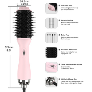 Multi-Temperature Setting Hair Styler for Frizz-Free Styling Tools Blow <strong>Dryer</strong> With Aluminum <strong>Sheet</strong> Oval Barrel Hot Air Brush - Product Image 4